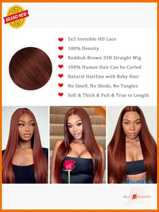 5x5 Closure Wig Human Hair Straight 180 Density Pre Plucked Glueless main image 6